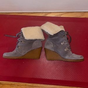 EUC Nike Air Cole Haan grey suede waterproof sterling lined boots 11 mid calf